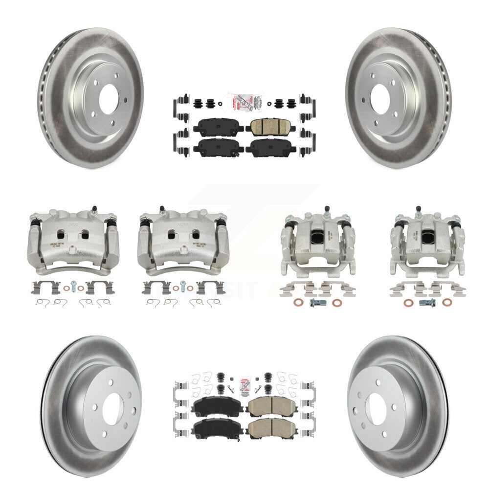 Front Rear Brake Caliper Coat Rotor & Ceramic Pad Kit (10Pc) For 2016-2017 INFINITI QX50 KCG-102741N