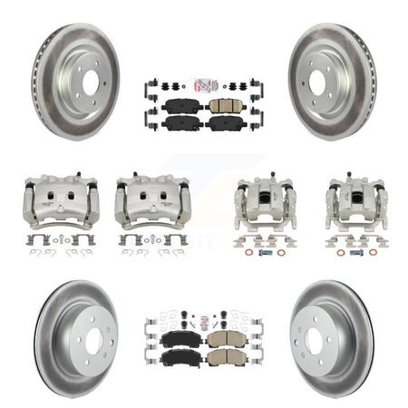 Front Rear Brake Caliper Coat Rotor & Ceramic Pad Kit (10Pc) For 2016-2017 INFINITI QX50 KCG-102741N