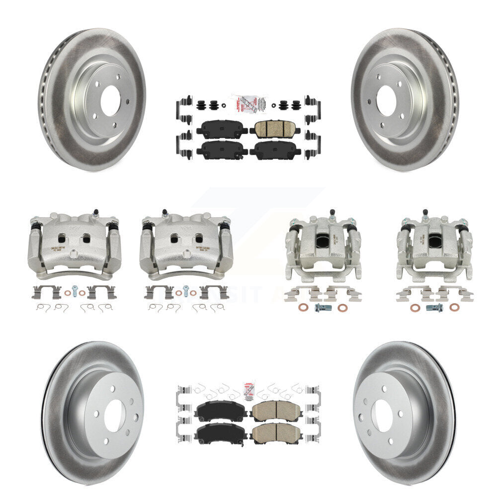 Front Rear Brake Caliper Coat Rotor & Ceramic Pad Kit (10Pc) For 2016-2017 INFINITI QX50 KCG-102742N