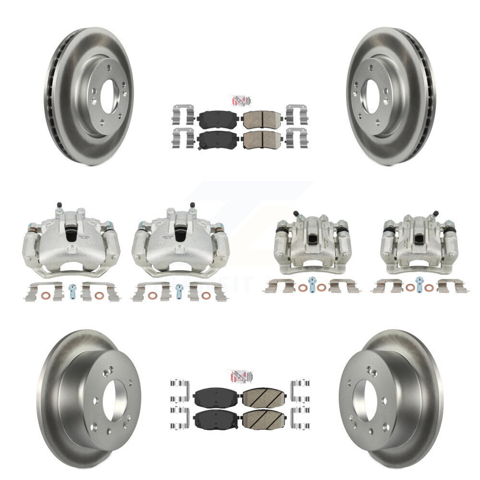 Front Rear Disc Brake Caliper Coated Rotors And Ceramic Pads Kit (10Pc) For Kia Forte Koup Forte5 2.0L KCG-102747N