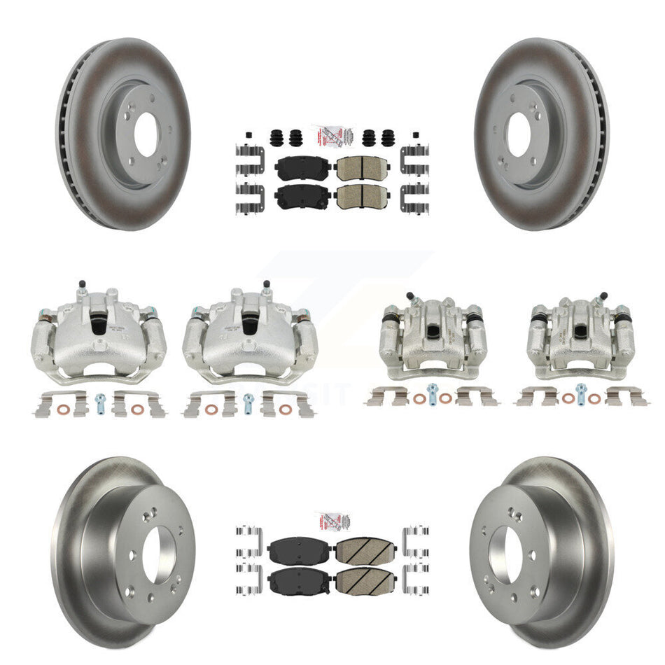 Front Rear Disc Brake Caliper Coated Rotors And Ceramic Pads Kit (10Pc) For Kia Forte5 2.0L KCG-102749N