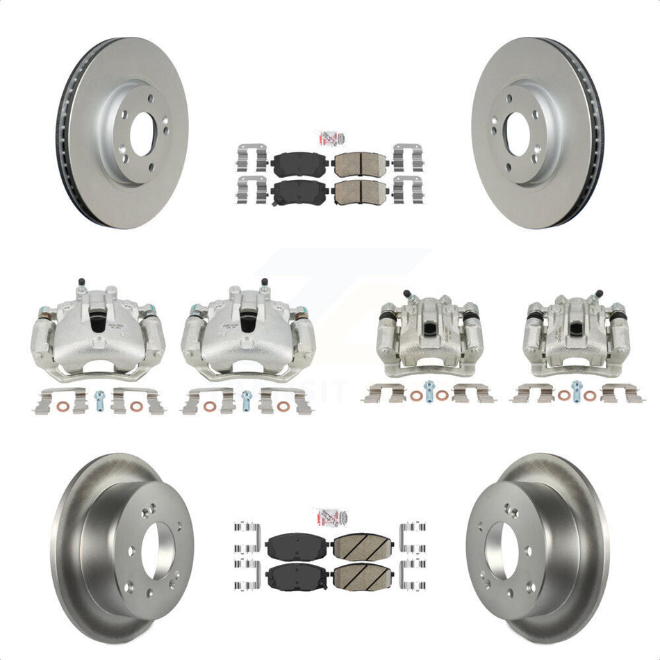 Front Rear Disc Brake Caliper Coated Rotors And Ceramic Pads Kit (10Pc) For Kia Forte5 2.0L KCG-102751N by Transit Auto