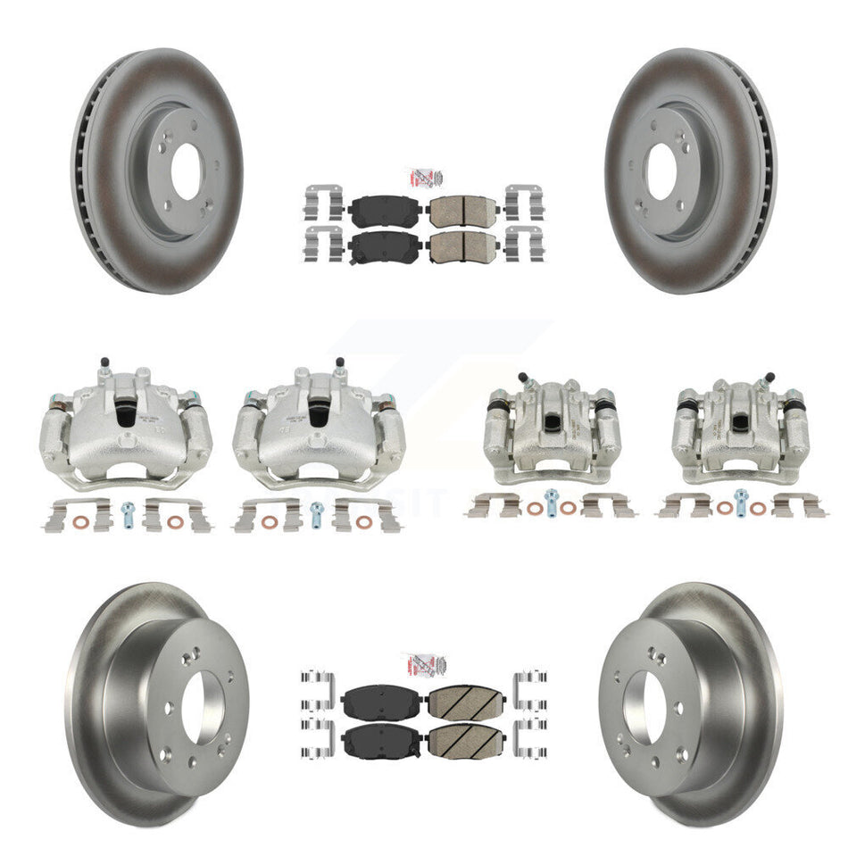 Front Rear Disc Brake Caliper Coated Rotors And Ceramic Pads Kit (10Pc) For Kia Forte5 2.0L KCG-102751N
