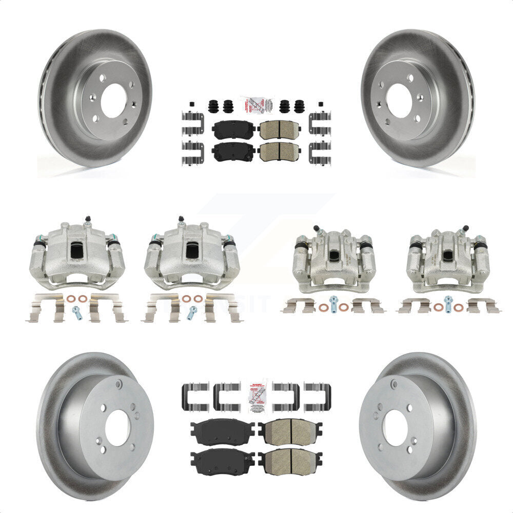 Front Rear Disc Brake Caliper Coated Rotors And PADSMATERIAL Pads Kit (10Pc) For Hyundai Accent Kia Rio Rio5 KCG-102753N by Transit Auto