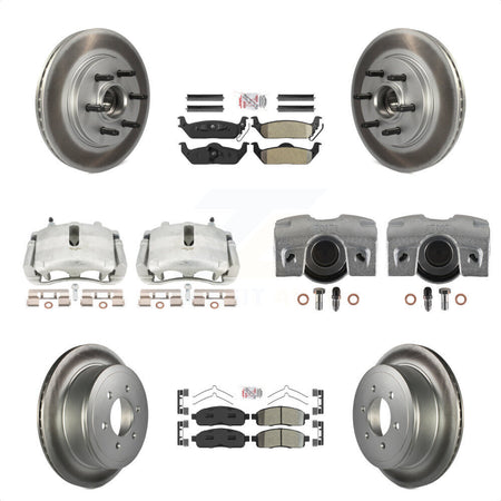 Front Rear Disc Brake Caliper Coated Rotors And Semi-Metallic Pads Kit (10Pc) For Ford F-150 Lincoln Mark LT RWD KCG-102765N by Transit Auto