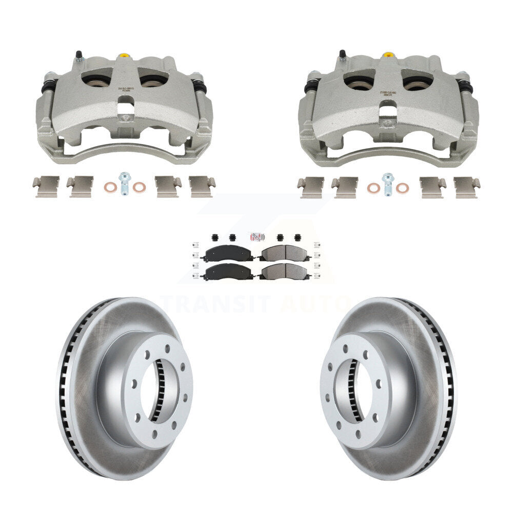 Front Disc Brake Caliper Coated Rotors And Semi-Metallic Pad Kit For Ram 3500 2500 Dodge KCG-102773N