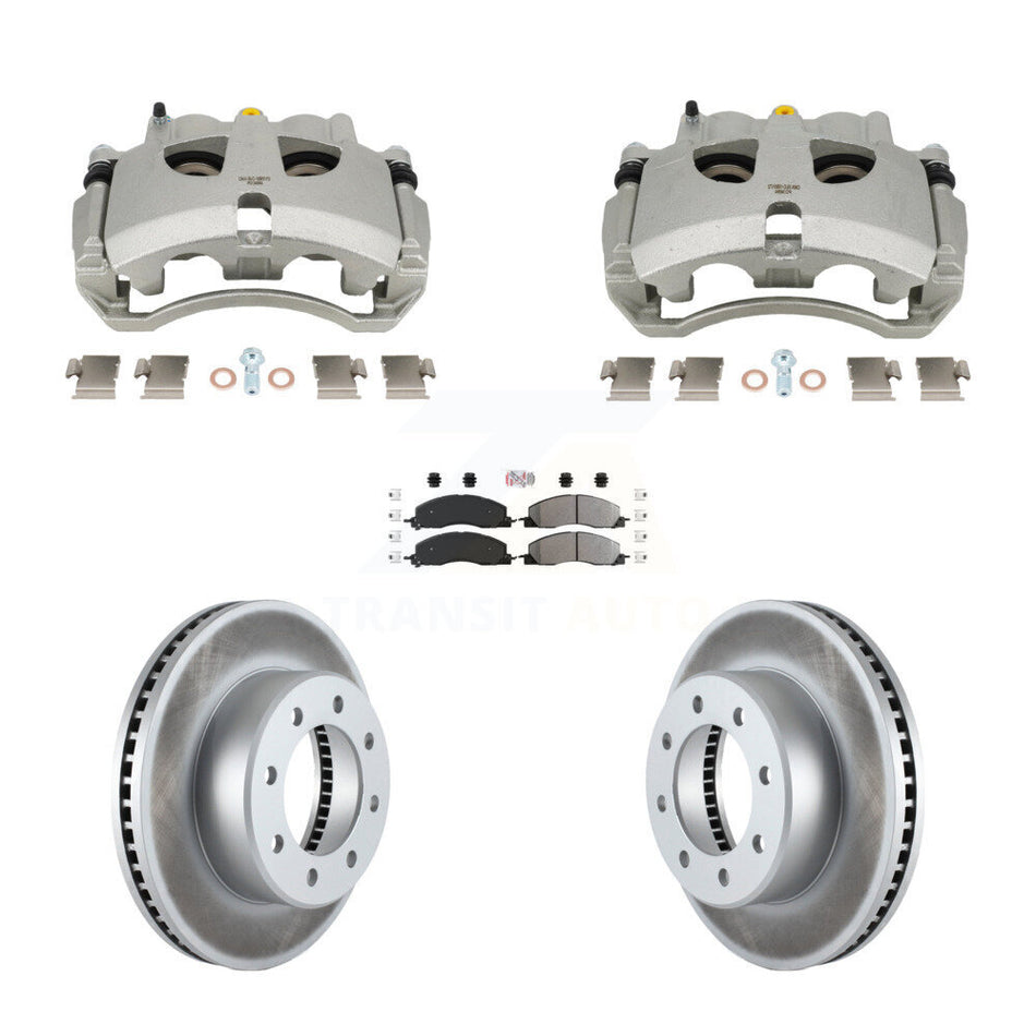 Front Disc Brake Caliper Coated Rotors And Semi-Metallic Pad Kit For Ram 3500 2500 Dodge KCG-102773N