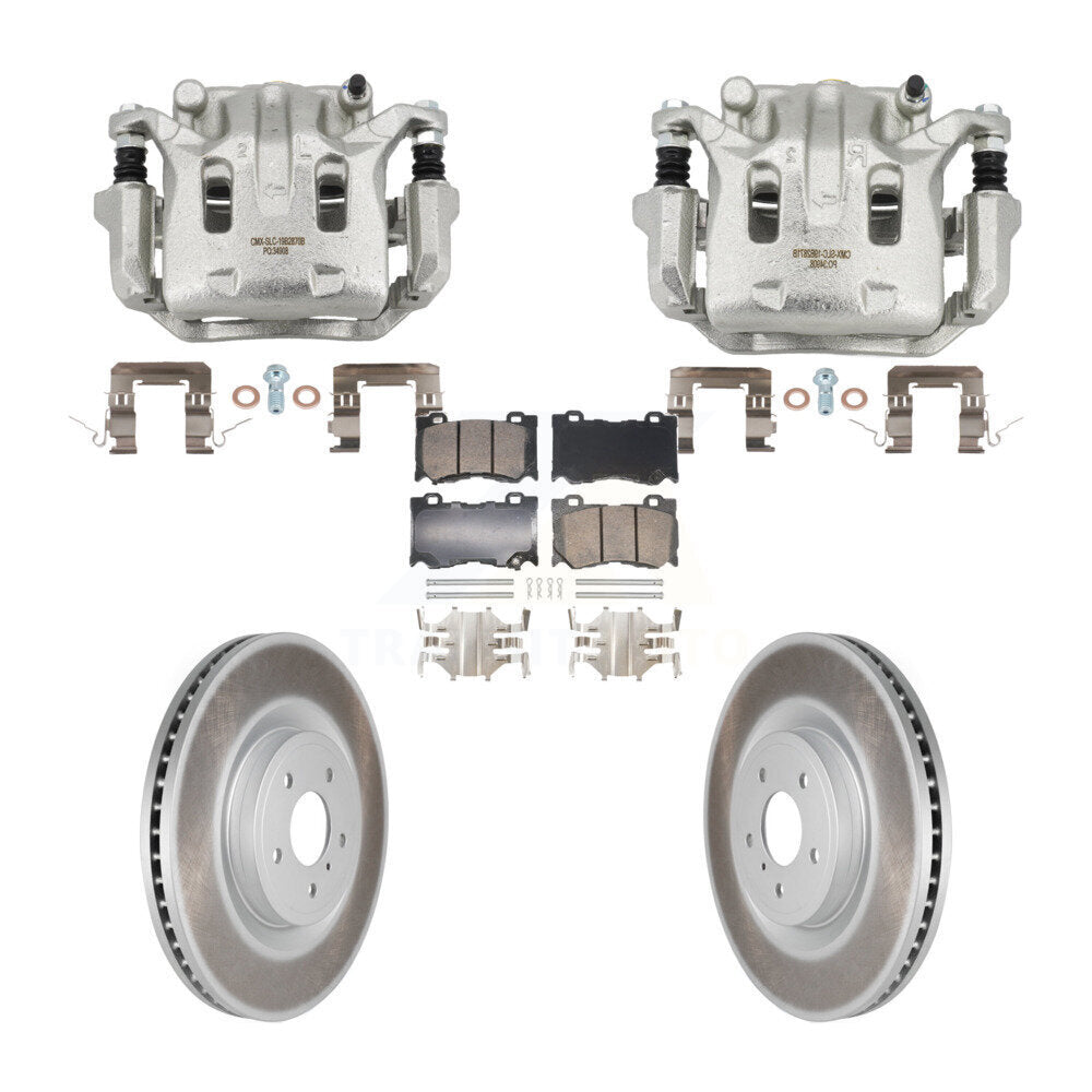 Front Brake Caliper Coat Rotors & Ceramic Pad Kit For INFINITI G37 With 4 Piston KCG-102777N