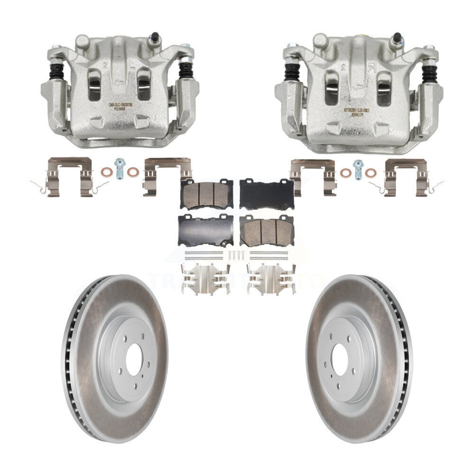 Front Brake Caliper Coat Rotors & Ceramic Pad Kit For INFINITI G37 With 4 Piston KCG-102777N