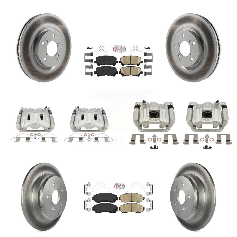 Front Rear Brake Caliper Coat Rotor & Ceramic Pad Kit (10Pc) For 2011-2014 Honda Odyssey KCG-102786N