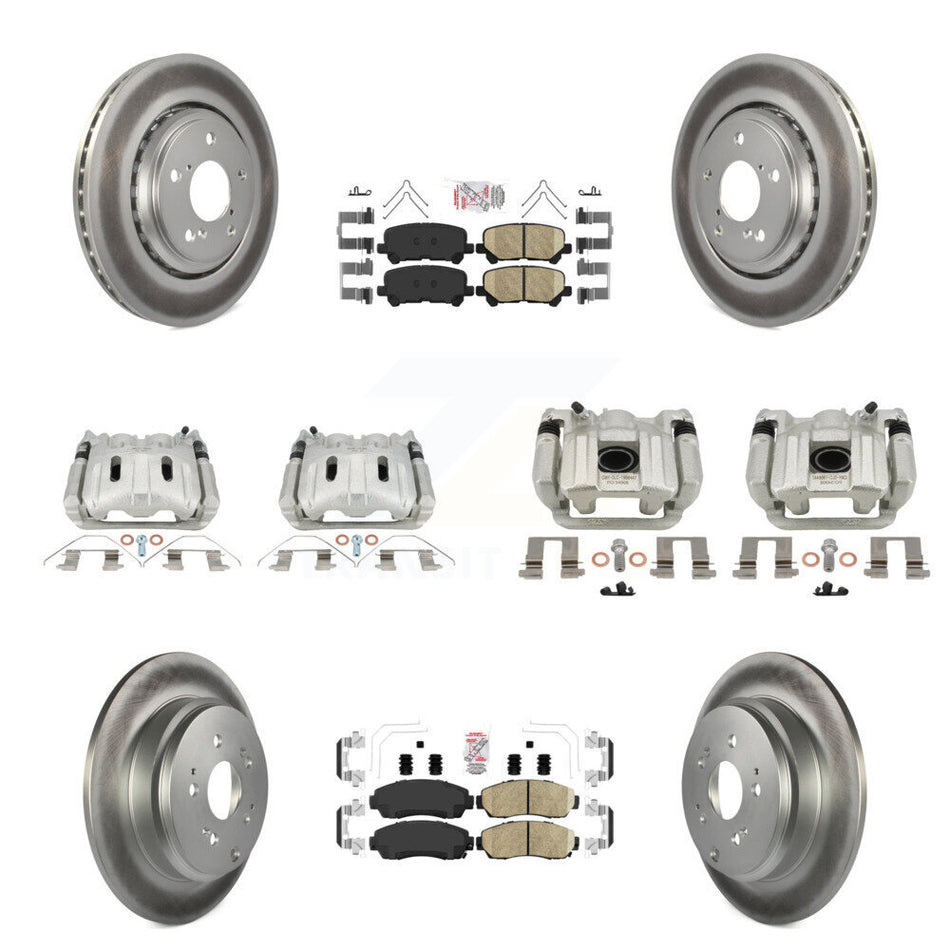 Front Rear Brake Caliper Coat Rotor & Ceramic Pad Kit (10Pc) For 2015-2017 Honda Odyssey KCG-102789N