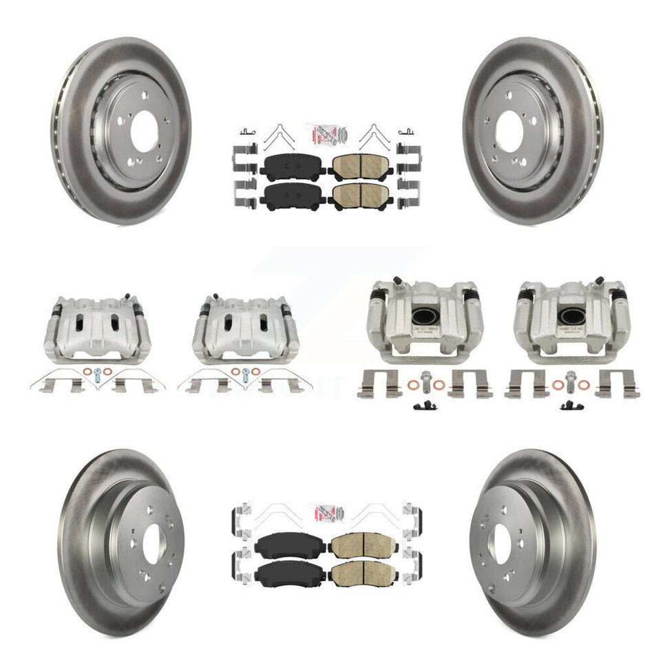 Front Rear Brake Caliper Coat Rotor & Ceramic Pad Kit (10Pc) For 2015-2017 Honda Odyssey KCG-102790N