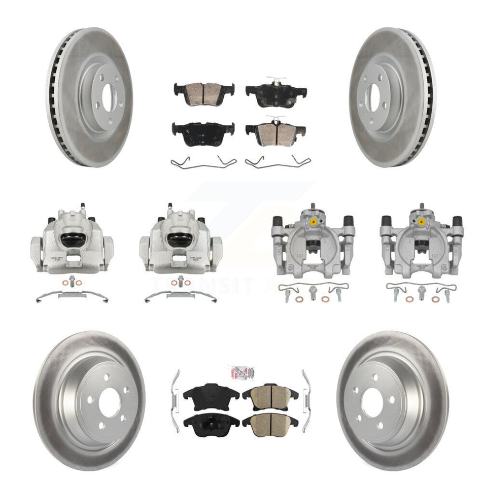 Front Rear Disc Brake Caliper Coated Rotors And Ceramic Pads Kit (10Pc) For KCG-102797N