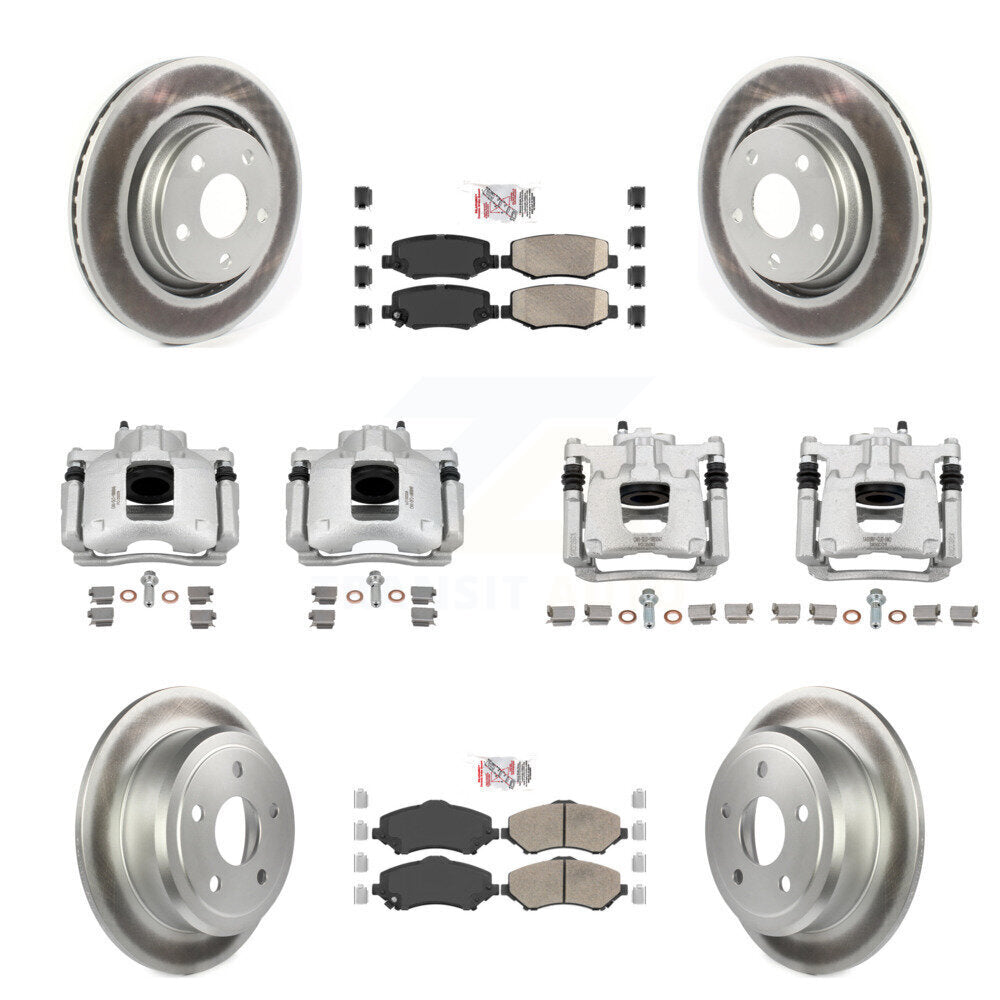 Front Rear Disc Brake Caliper Coated Rotors And Ceramic Pad Kit (10Pc) For Jeep Wrangler KCG-102806N
