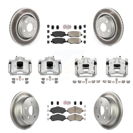 Front Rear Disc Brake Caliper Coated Rotors And Ceramic Pad Kit (10Pc) For Jeep Wrangler KCG-102807N
