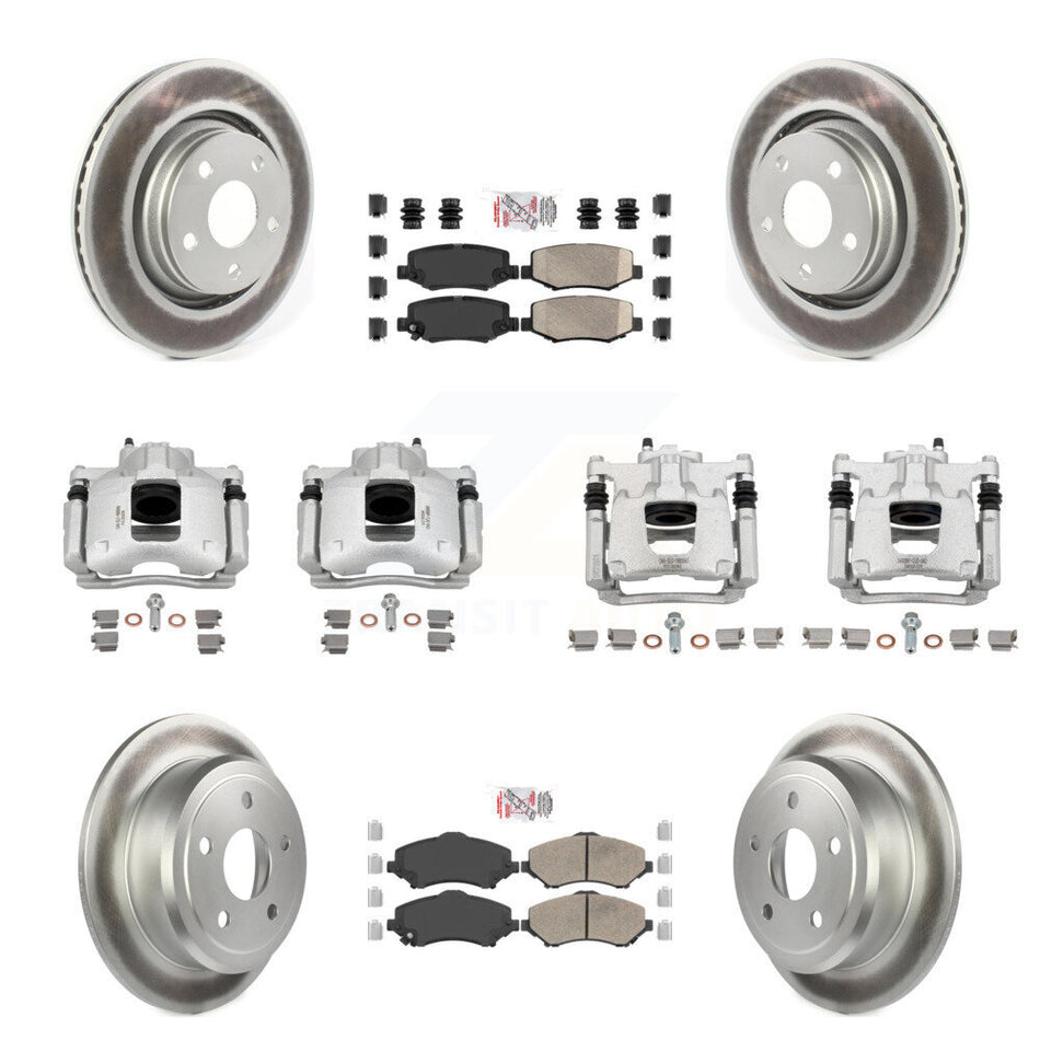 Front Rear Disc Brake Caliper Coated Rotors And Ceramic Pad Kit (10Pc) For Jeep Wrangler KCG-102808N