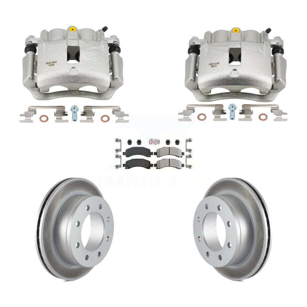 Rear Disc Brake Caliper Coated Rotors And Semi-Metallic Pads Kit For GMC Savana 2500 KCG-102824N