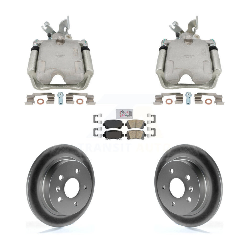 Rear Brake Caliper Coat Rotor Ceramic Pad Kit For 2011-2016 Buick Regal With Solid KCG-102862N