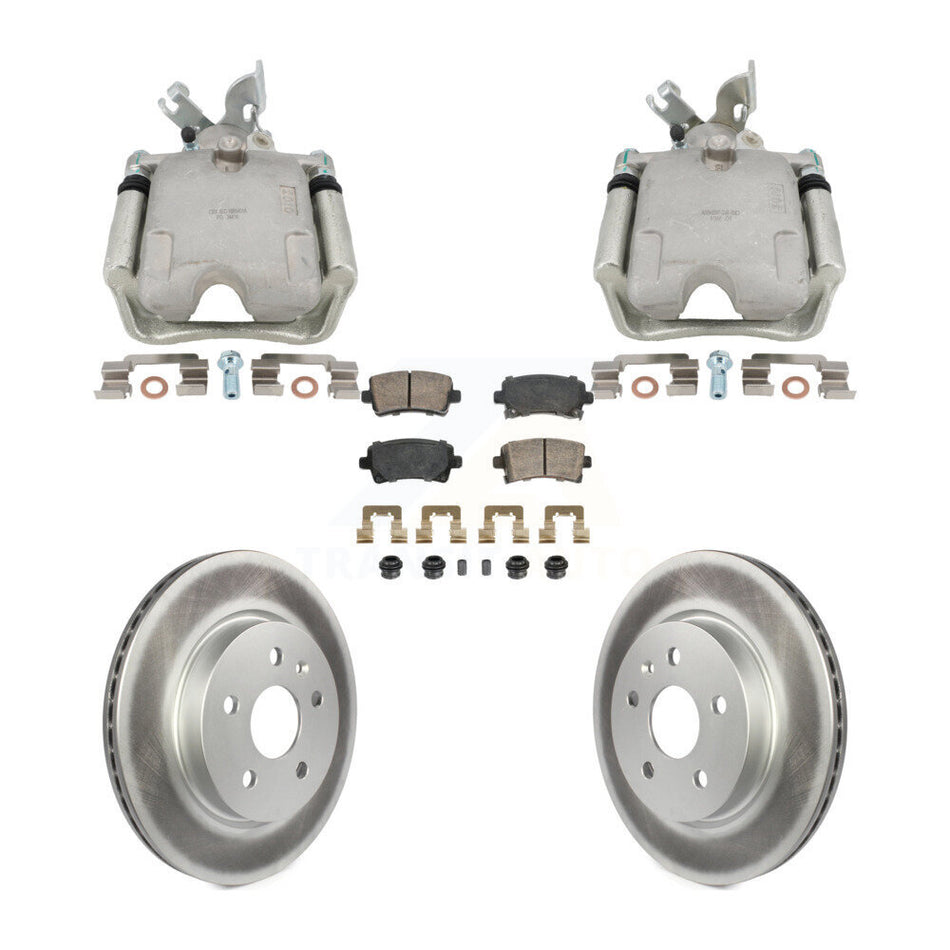 Rear Disc Brake Caliper Coat Rotors And Ceramic Pad Kit For Buick Regal Chevrolet Malibu KCG-102863N
