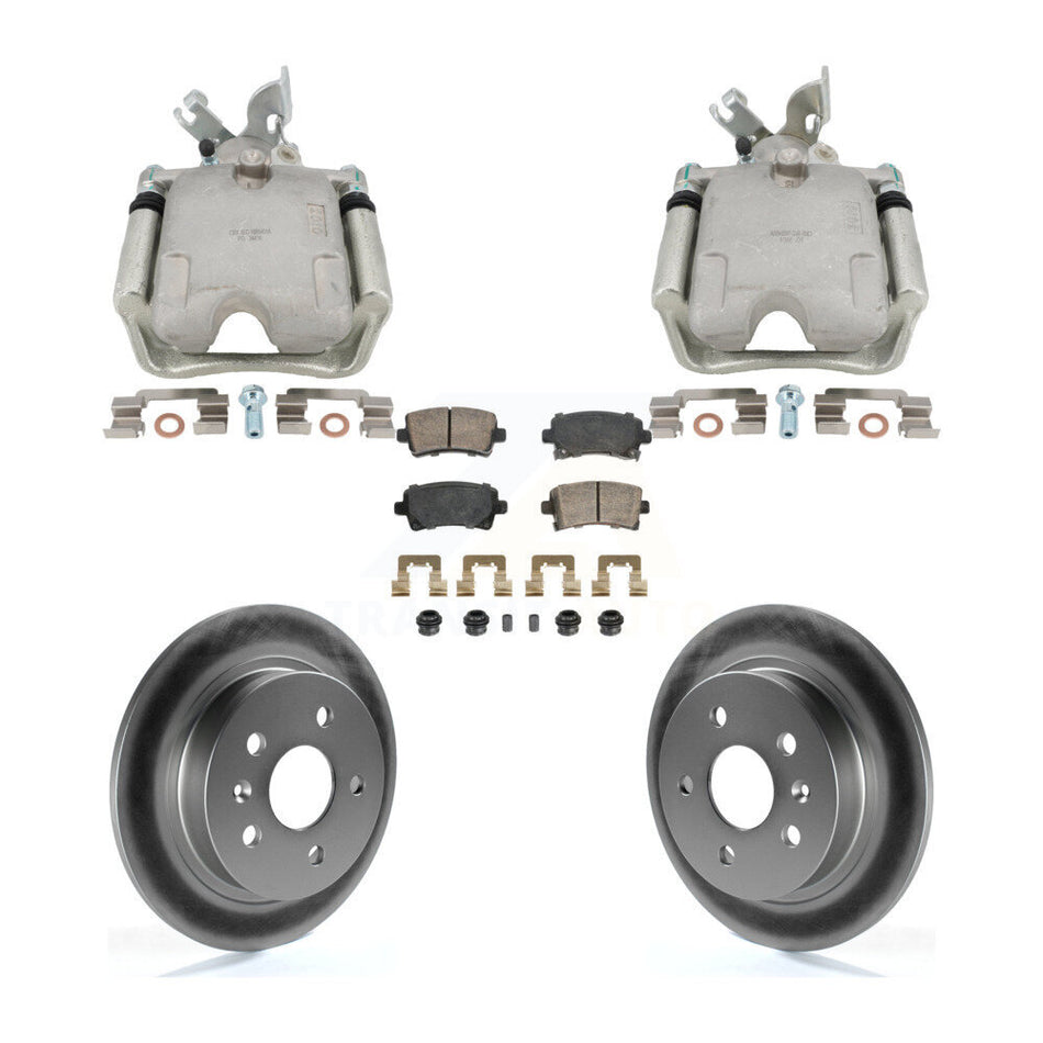 Rear Brake Caliper Coat Rotor Ceramic Pad Kit For 2011-2016 Buick Regal With Solid KCG-102864N