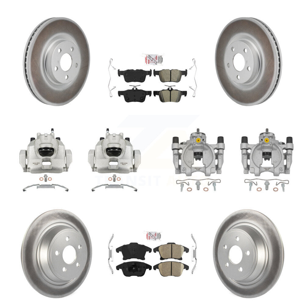Front Rear Disc Brake Caliper Coat Rotors And Ameribrakes Pad Kit (10Pc) For Lincoln MKZ KCG-102875N