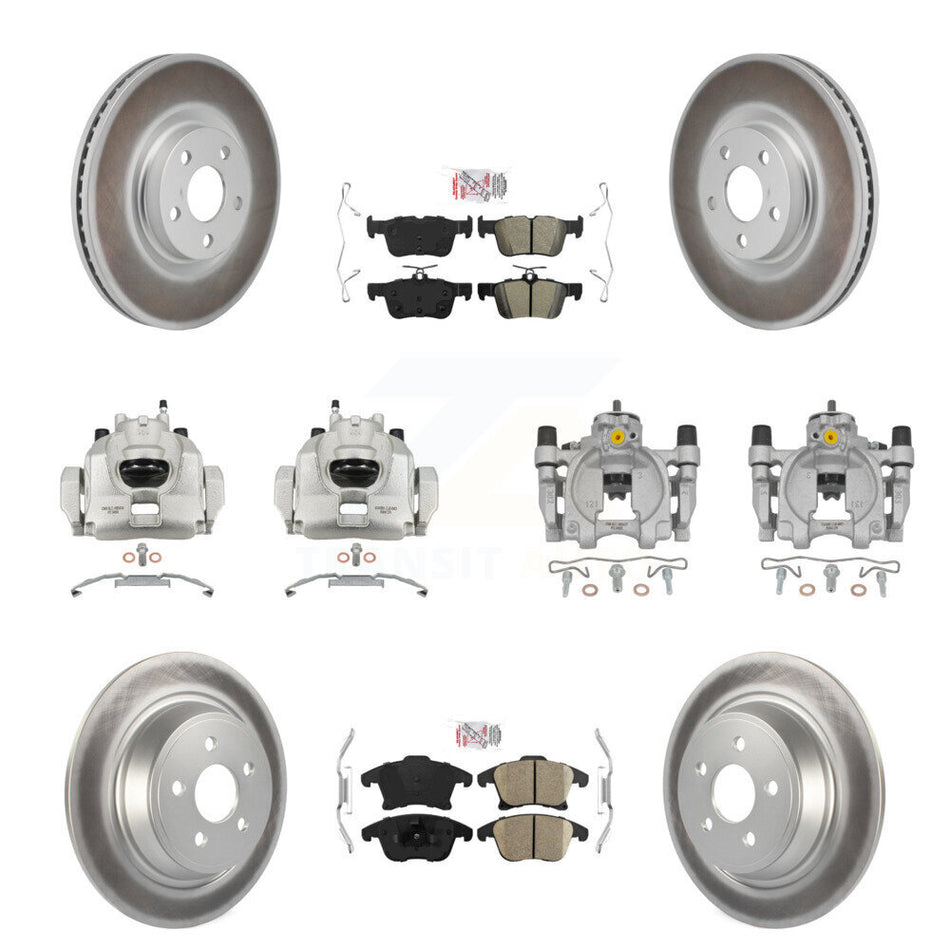 Front Rear Disc Brake Caliper Coat Rotors And Ameribrakes Pad Kit (10Pc) For Lincoln MKZ KCG-102875N