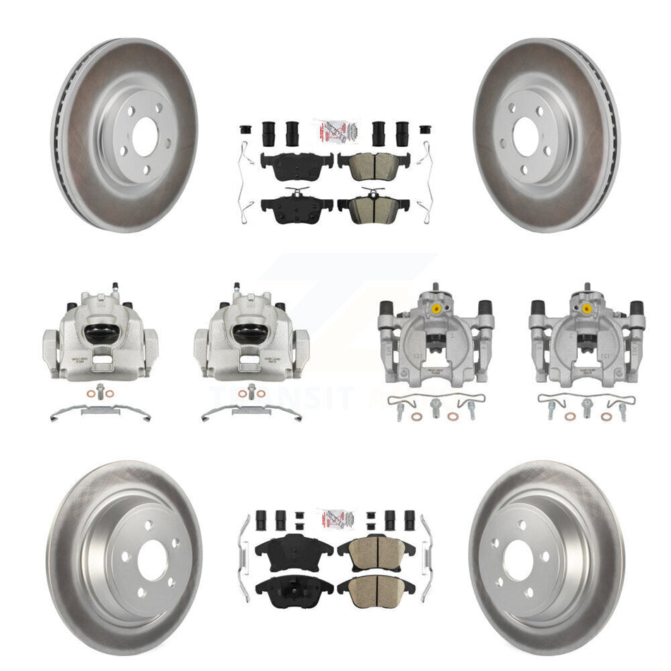 Front Rear Disc Brake Caliper Coat Rotors And Ameribrakes Pad Kit (10Pc) For Lincoln MKZ KCG-102878N