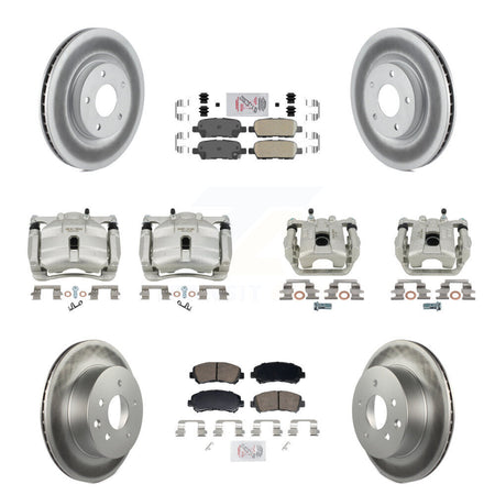 Front Rear Disc Brake Caliper Coat Rotors Ceramic Pad Kit (10Pc) For Nissan Rogue Select KCG-102882N