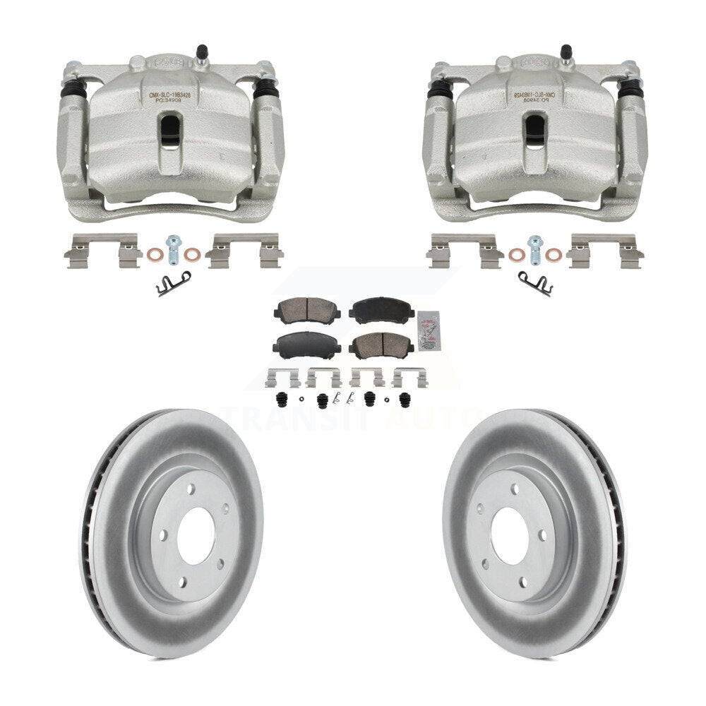 Front Disc Brake Caliper Coated Rotors And Ceramic Pads Kit For Nissan Rogue Select KCG-102889N