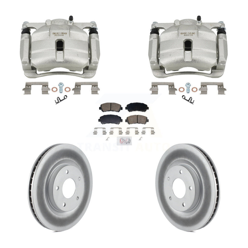 Front Disc Brake Caliper Coated Rotors And Ceramic Pads Kit For Nissan Rogue Select KCG-102890N