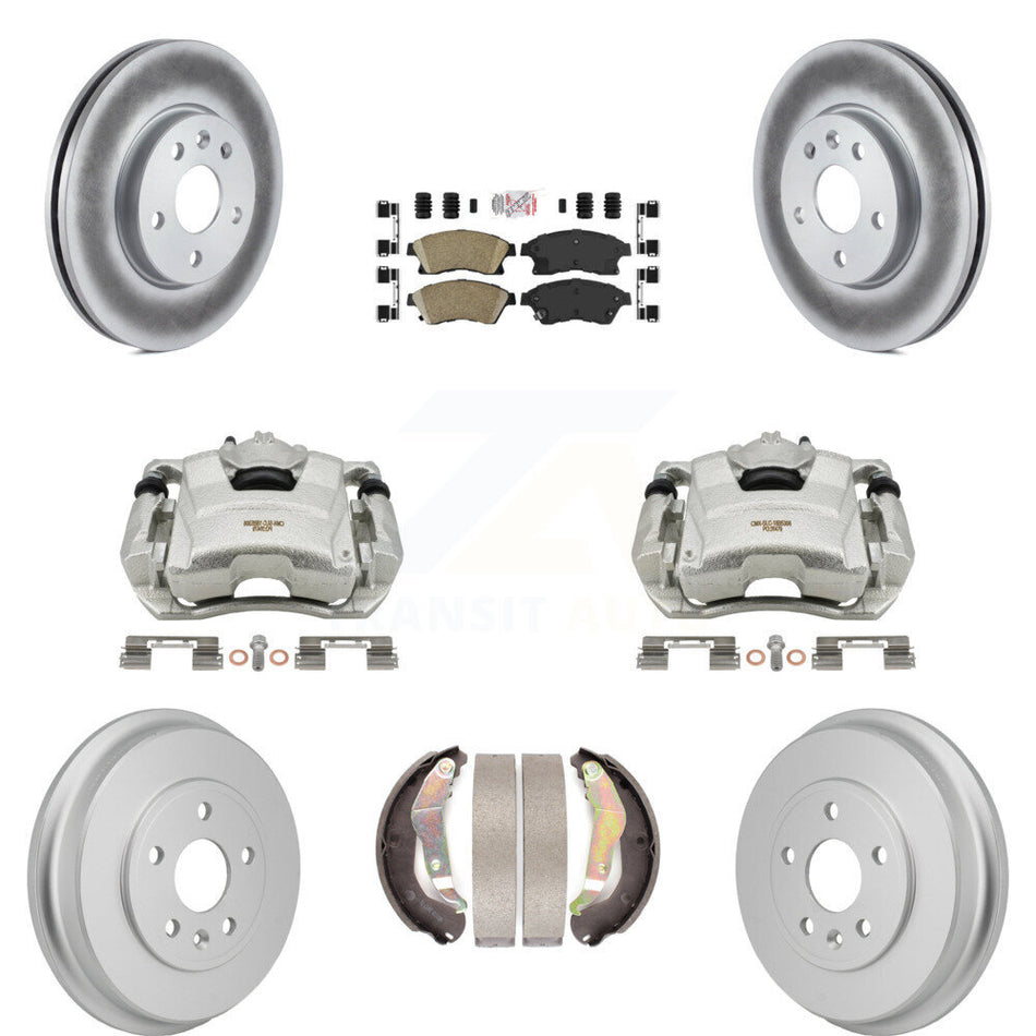 Front Rear Disc Brake Caliper Coat Rotors Drum Ceramic Pad Kit (8Pc) For Chevrolet Sonic KCG-102896N