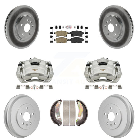Front Rear Brake Caliper Coated Rotors Drum Ceramic Pad Kit (8Pc) For Chevrolet Sonic RS KCG-102898N