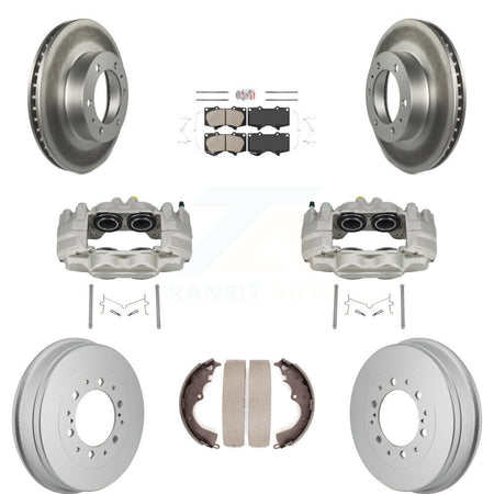 Front Rear Disc Brake Caliper Coated Rotors Drum Ceramic Pad Kit (8Pc) For Toyota Tacoma KCG-102902N