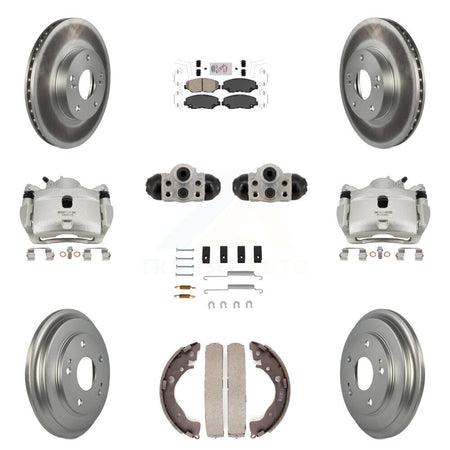 Front Rear Brake Caliper Coat Rotor Drum Ceramic Pad Shoe Cylinder Hardware Kit (11Pc) For KCG-10290