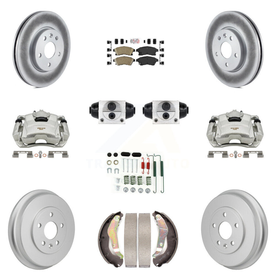 Front Rear Brake Caliper Coat Rotor Drum Ceramic Pad Shoe Cylinder Hardware Kit (11Pc) For KCG-10291
