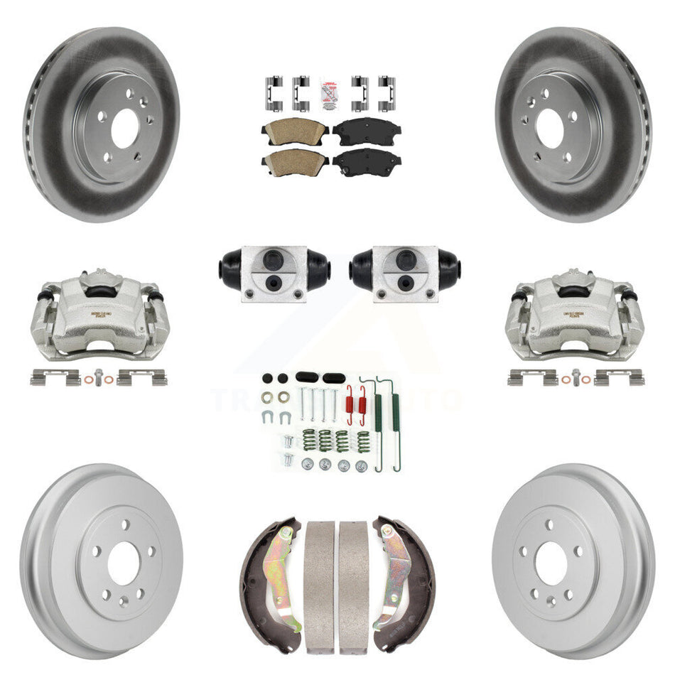 Front Rear Brake Caliper Coat Rotor Drum Ceramic Pad Shoe Cylinder Hardware Kit (11Pc) For KCG-10291