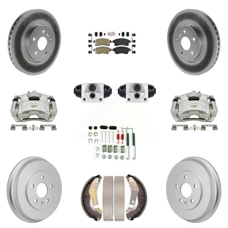 Front Rear Brake Caliper Coat Rotor Drum Ceramic Pad Shoe Cylinder Hardware Kit (11Pc) For KCG-10291