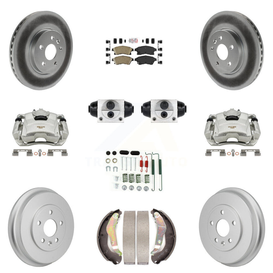 Front Rear Brake Caliper Coat Rotor Drum Ceramic Pad Shoe Cylinder Hardware Kit (11Pc) For KCG-10291