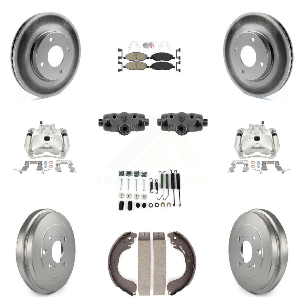 Front Rear Brake Caliper Coat Rotor Drum Ceramic Pad Shoe Cylinder Hardware Kit (11Pc) For KCG-10291