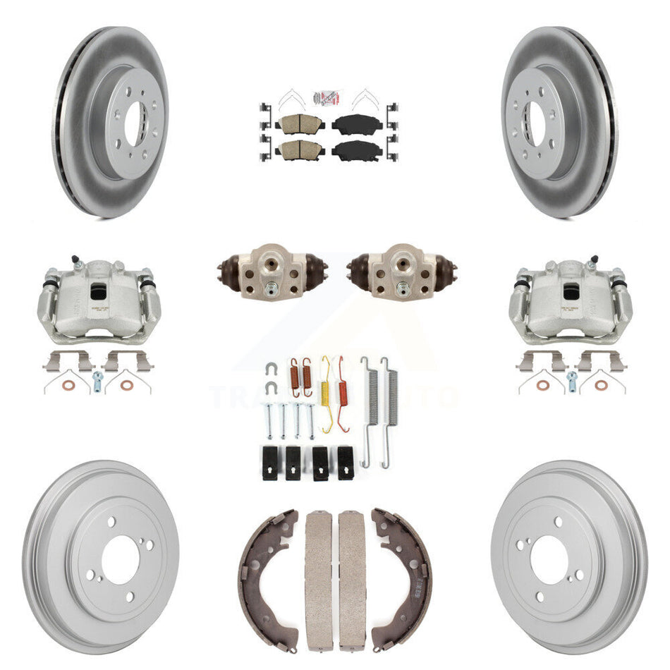 Front Rear Brake Caliper Coat Rotor Drum Ceramic Pad Shoe Cylinder Hardware Kit (11Pc) For KCG-10291