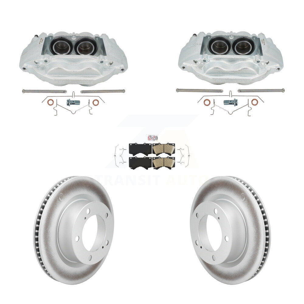 Front Disc Brake Caliper Coat Rotors Ceramic Pad Kit For Lexus LX570 Toyota Land Cruiser KCG-102924N