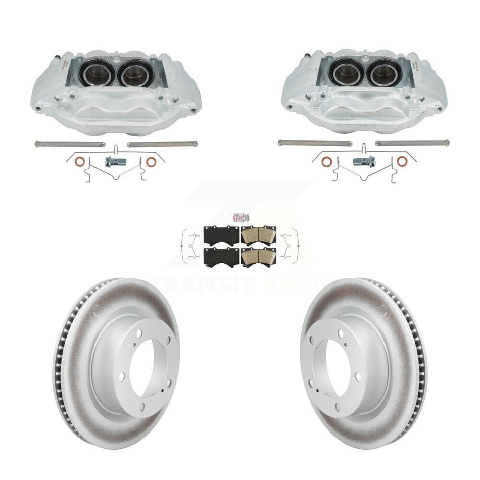 Front Disc Brake Caliper Coat Rotors Ceramic Pad Kit For Lexus LX570 Toyota Land Cruiser KCG-102924N