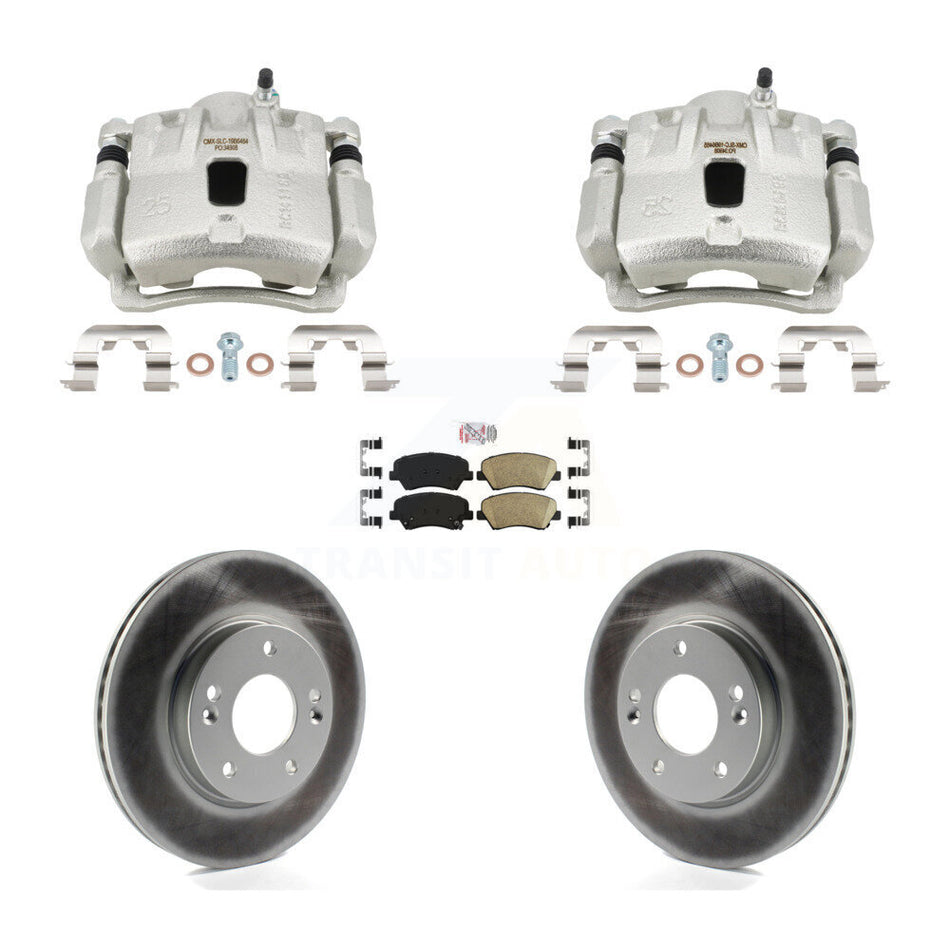 Front Disc Brake Caliper Coated Rotors And Ceramic Pads Kit For Hyundai Elantra Coupe KCG-102927N