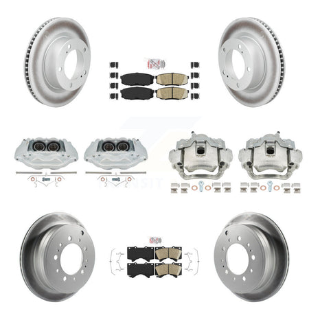 Front Rear Brake Caliper Coat Rotor & Ceramic Pad Kit (10Pc) For Lexus LX570 Toyota Land KCG-102928N