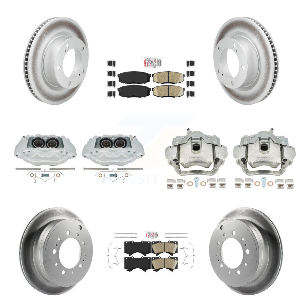 Front Rear Brake Caliper Coat Rotor & Ceramic Pad Kit (10Pc) For Lexus LX570 Toyota Land KCG-102929N