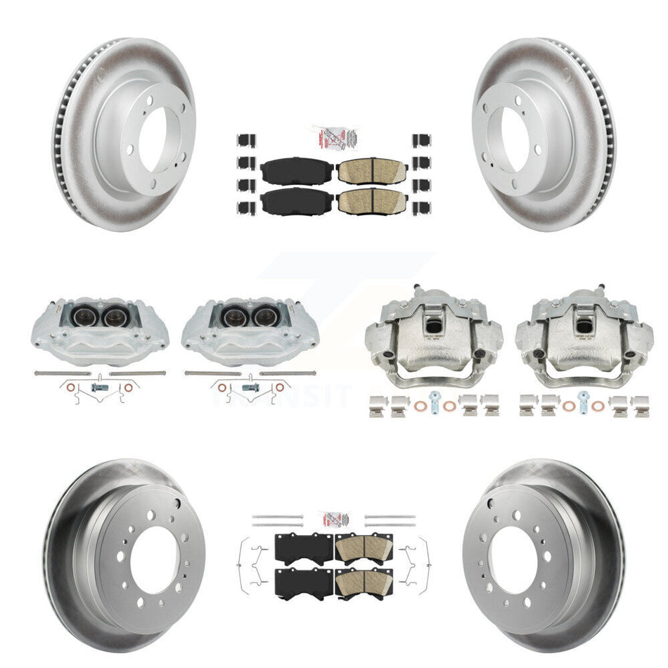 Front Rear Brake Caliper Coat Rotor & Ceramic Pad Kit (10Pc) For Lexus LX570 Toyota Land KCG-102929N