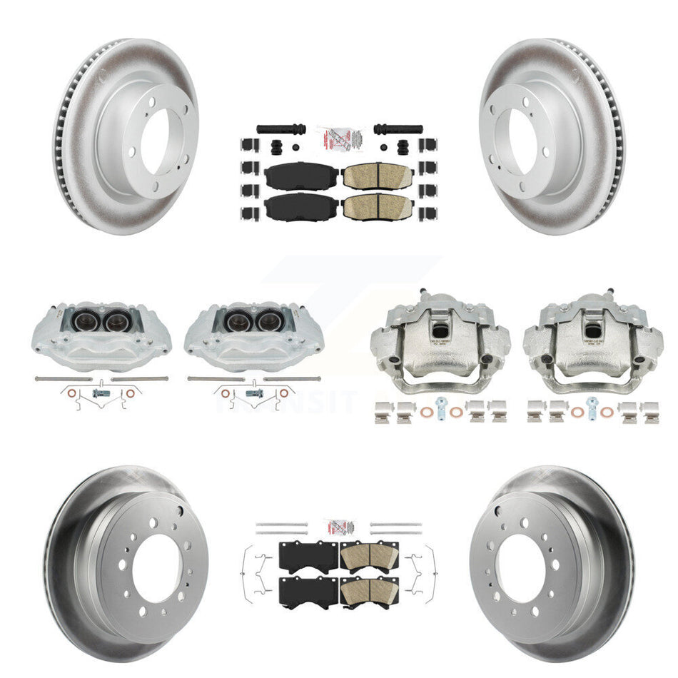 Front Rear Brake Caliper Coat Rotor & Ceramic Pad Kit (10Pc) For Lexus LX570 Toyota Land KCG-102931N