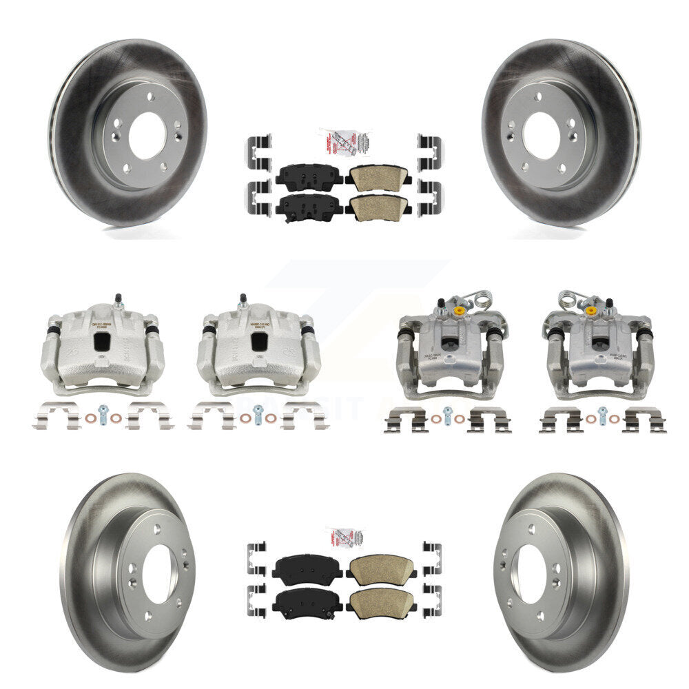 Front Rear Brake Caliper Coat Rotor And Ceramic Pad Kit (10Pc) For Hyundai Elantra Coupe KCG-102933N