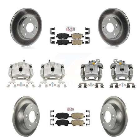 Front Rear Brake Caliper Coat Rotor And Ceramic Pad Kit (10Pc) For Hyundai Elantra Coupe KCG-102933N