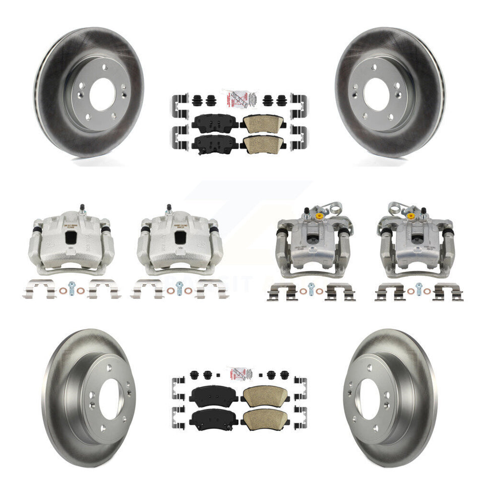 Front Rear Brake Caliper Coat Rotor And Ceramic Pad Kit (10Pc) For Hyundai Elantra Coupe KCG-102934N